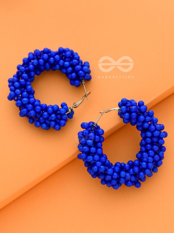 A Glimmer of Shimmer - Playful Embellished Hoops (Royal Blue)