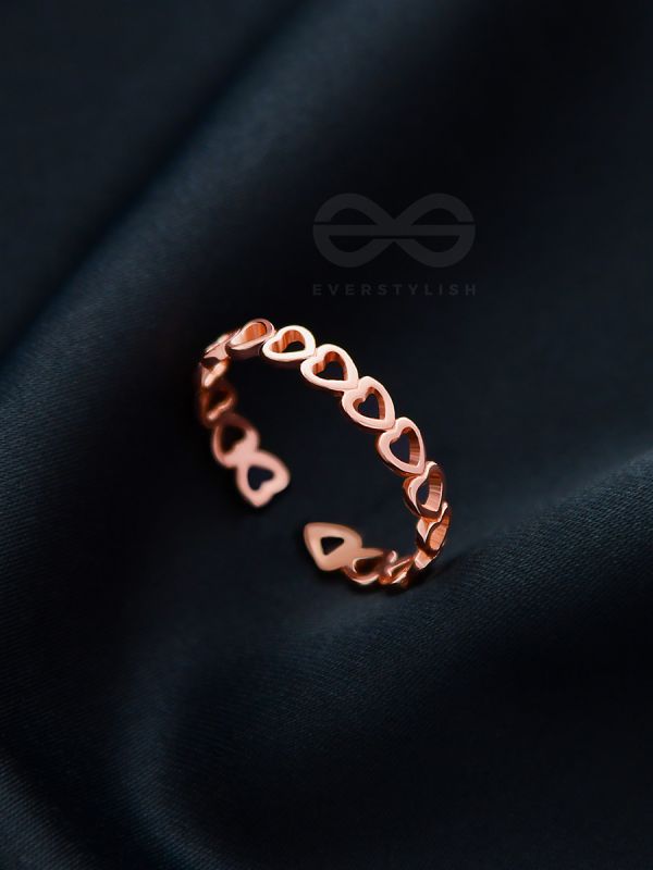 Hearts Wrapped Around My Finger - Golden Adjustable Ring