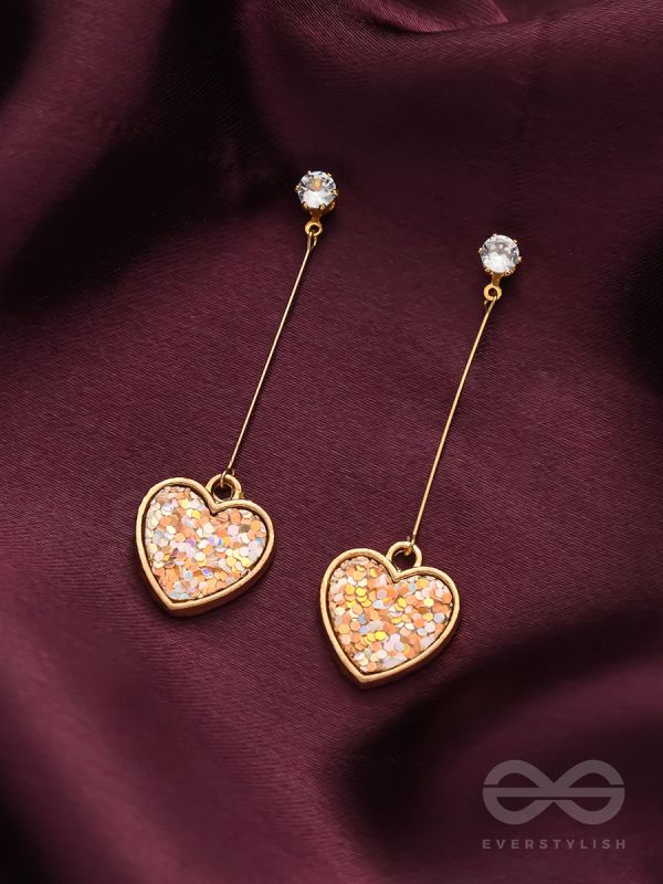 The Dangling Mosaic Hearts - Golden Casual Earrings