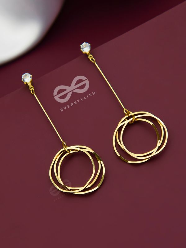 The Dangling Ringlets - Golden Casual Earrings