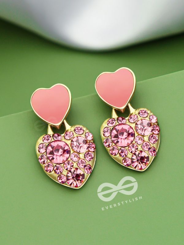 The Gems of Love - Golden Embellished Earrings