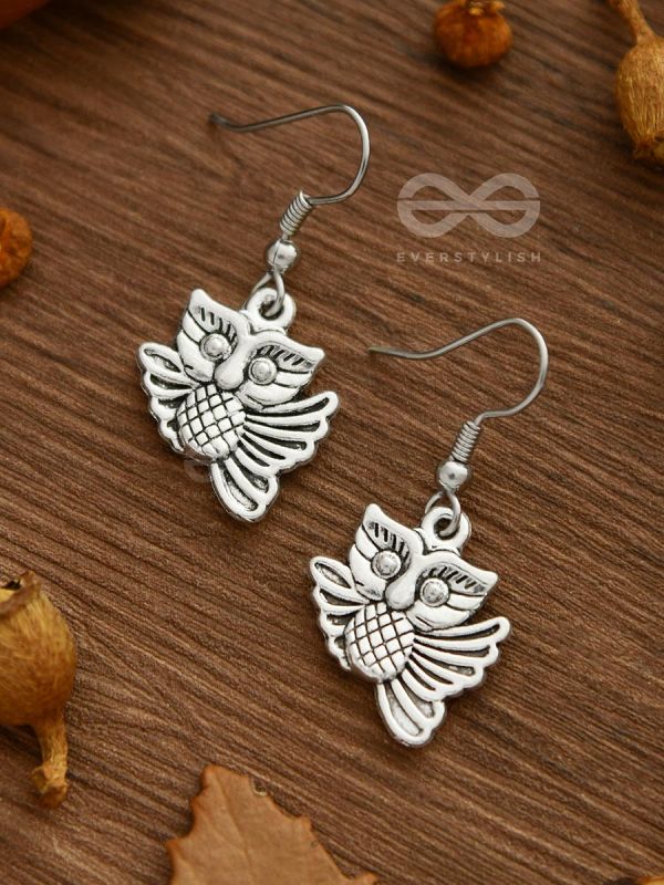 The Funky Flying Owl Danglers - Tiny Trinket Earrings