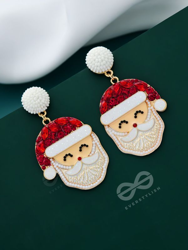 The Santa's Spell- Golden Embellished Earrings