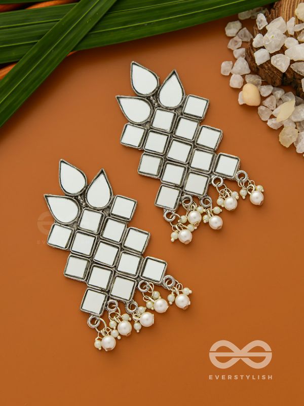 Mirrors on my Ears - Statement Embellished Earrings