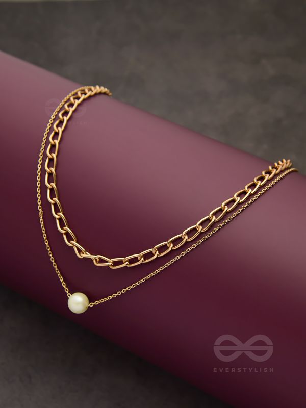 The Layered Elegance - Golden Pearl Multilayered Neckpiece