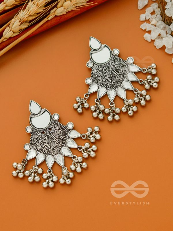 The White Willow- Oxidised Enamelled Earrings