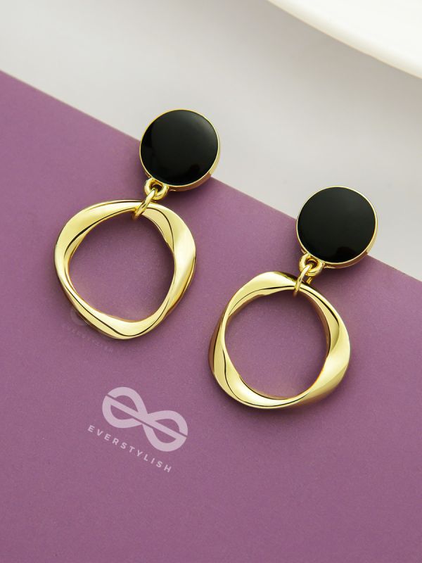Raven Loops- Black and Golden Earrings
