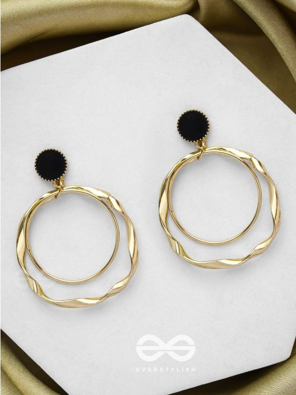 Full Circles- Black and Golden Earrings