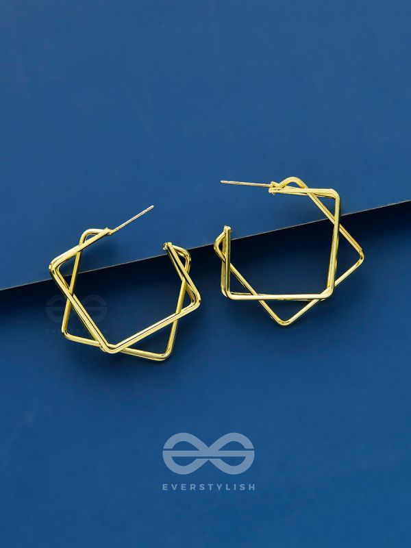 Geometrical Maze- Golden Earrings