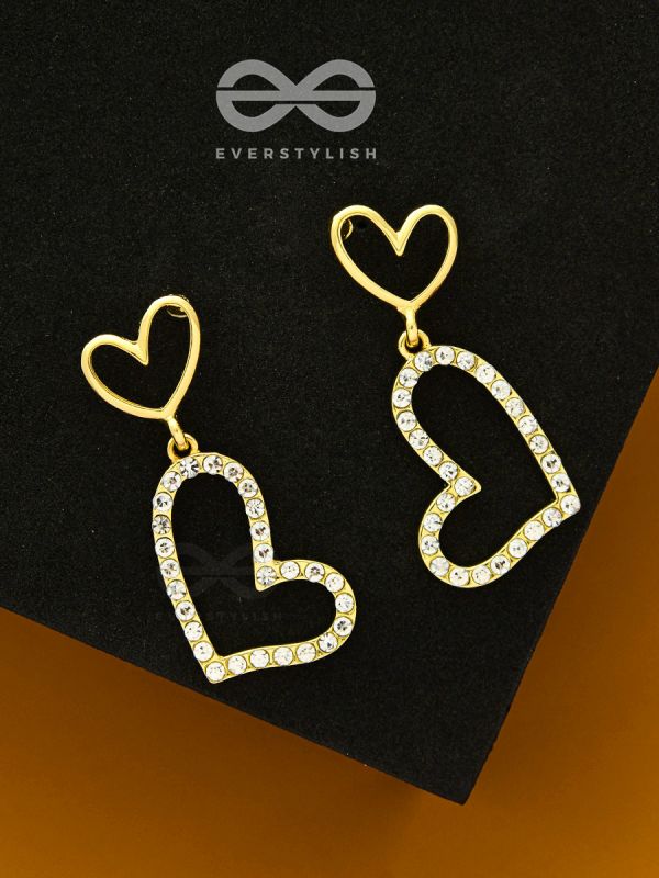 Radiant at Heart- CZ Stones Studded Golden Earrings
