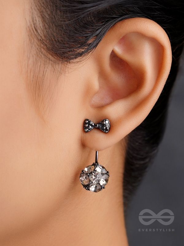 Black Violas- Black Crystal Earrings