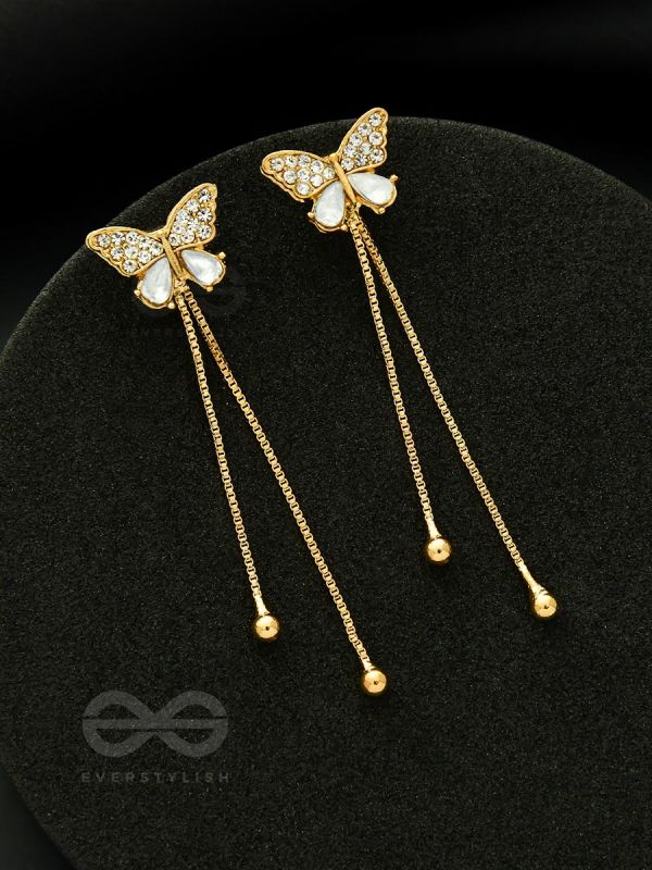 Buzzerflies- Gemstone and Rhinestones Studded Golden Earrings