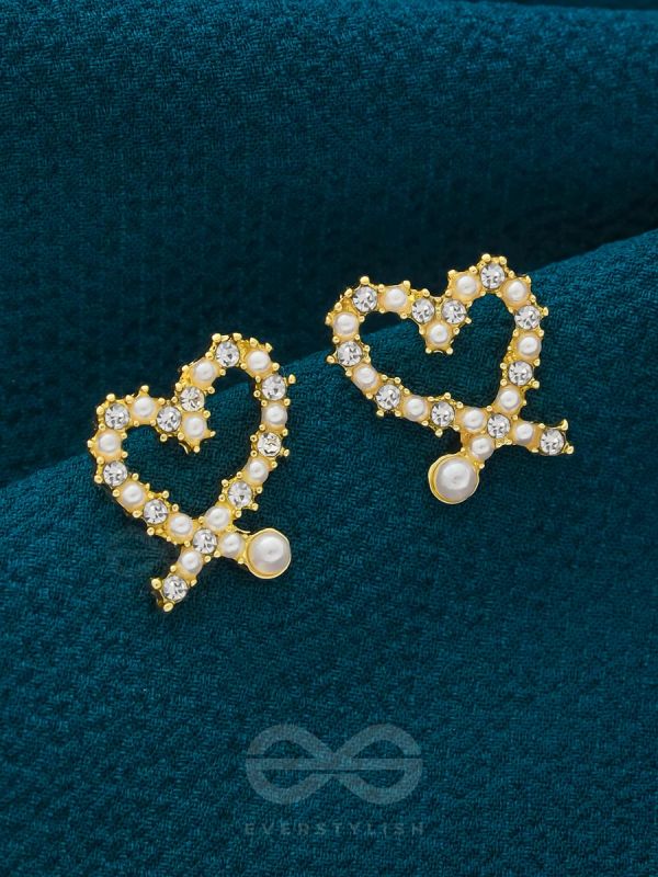 Little Hearts- Golden Beads Earrings