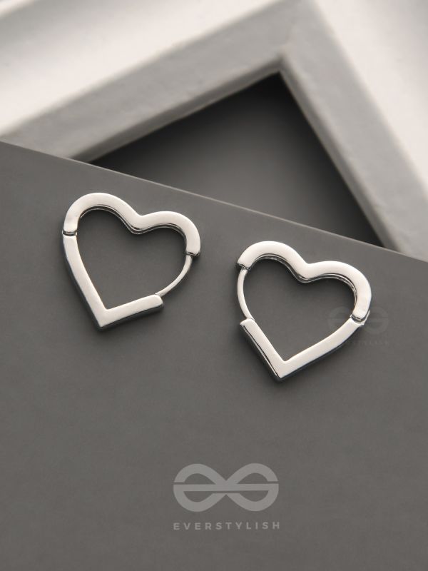 The Lovebirds- Heart-Shaped Silver Earrings