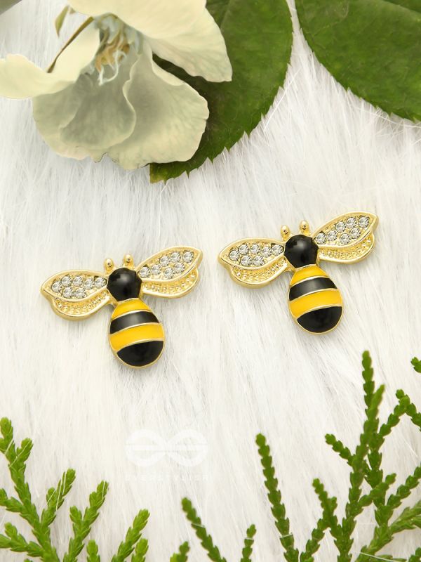 The Busy Bee- Golden Rhinestones Earrings 