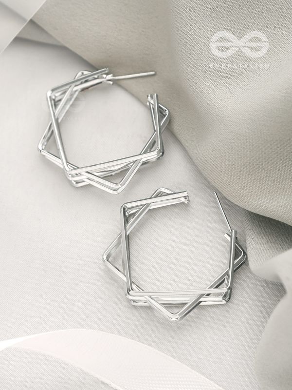 The Jumbled Squares- Chic Silver Earrings