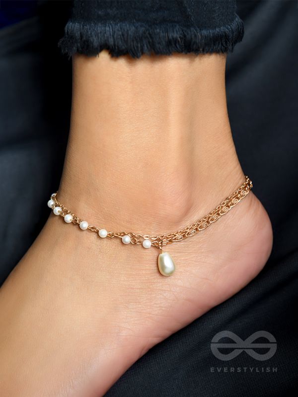 Pearlbound- Double Layer Golden Pearl Anklet