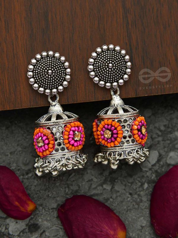 Red Meenakari Sqaure Earrings | Ornate Way Oxidised Jewellery