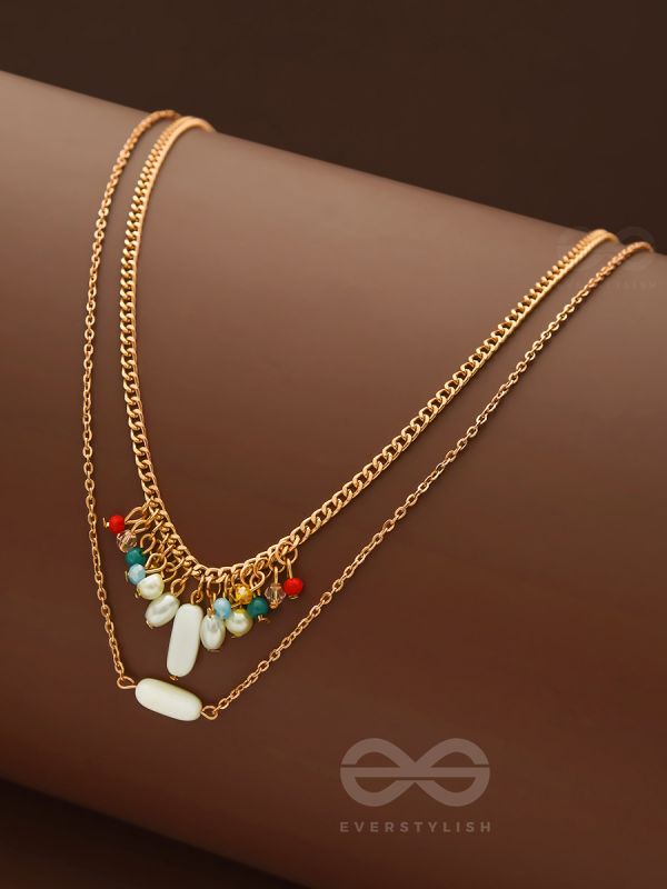 The Interstellar Charm- Pearls and Beads Studded Golden Necklace