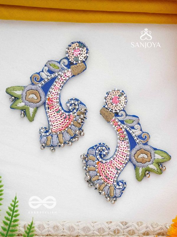 ALANKAR- THE DECORATED- SEQUINS, BEADS AND RESHAM EMBROIDERED EARRINGS (Multicoloured