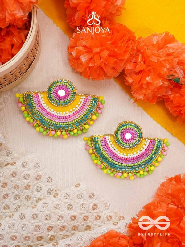 Buy Handmade Mirror Work Multicolor Tassel Earrings For Navratri –  Aesthetics Designer Label