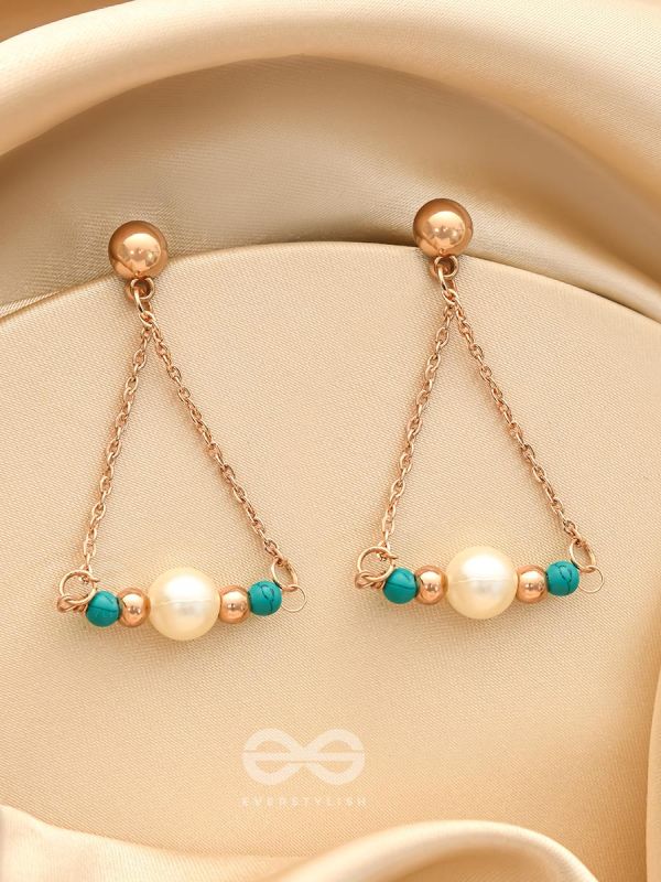 The Garden Swing- Golden Pearl and Bead Earrings