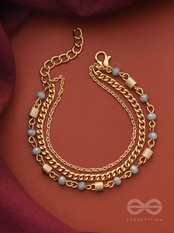 Three's the Charm-  Golden Beads Layered Bracelet