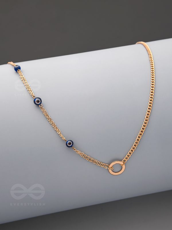 The Fairy Ring- Golden Evil Eye Necklace With Anti-Tarnish Coating 