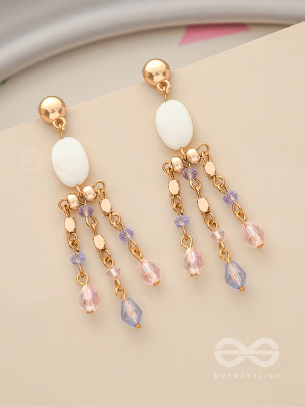 The Dazzling Drizzle- Golden Stone Earrings