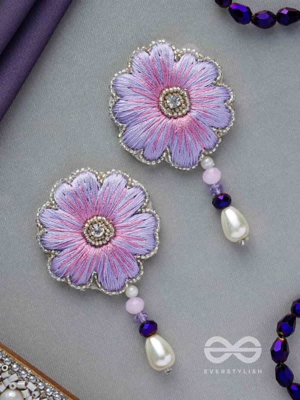 Manika- The Beautiful Flower- Resham and Pearl Drops Embroidered Earrings 