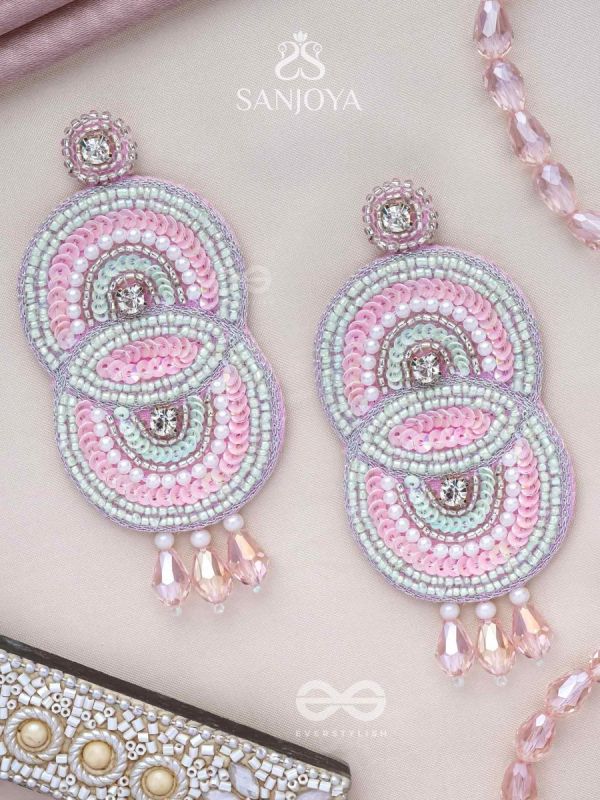 Dwaidha- The Dual- Stones, Sequins and Beads Embroidered Earrings 