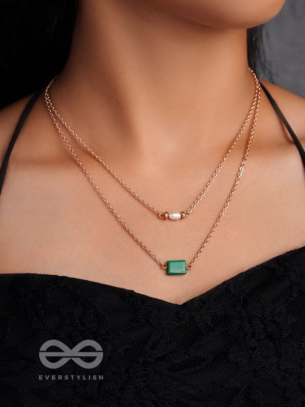 The Jade Shadow- Golden Layered Necklace