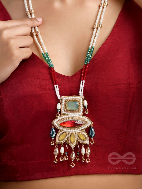 Saupika- The Marvelous Relic- Pearl, Stone and Beads Embroidered Necklace