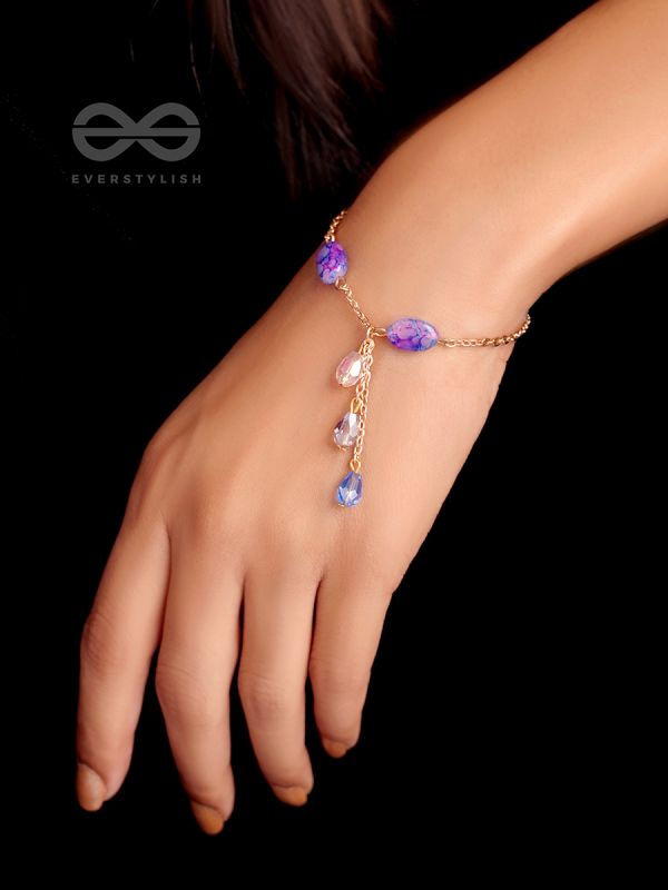 The Purple Moon- Golden Stones and Beads Bracelet