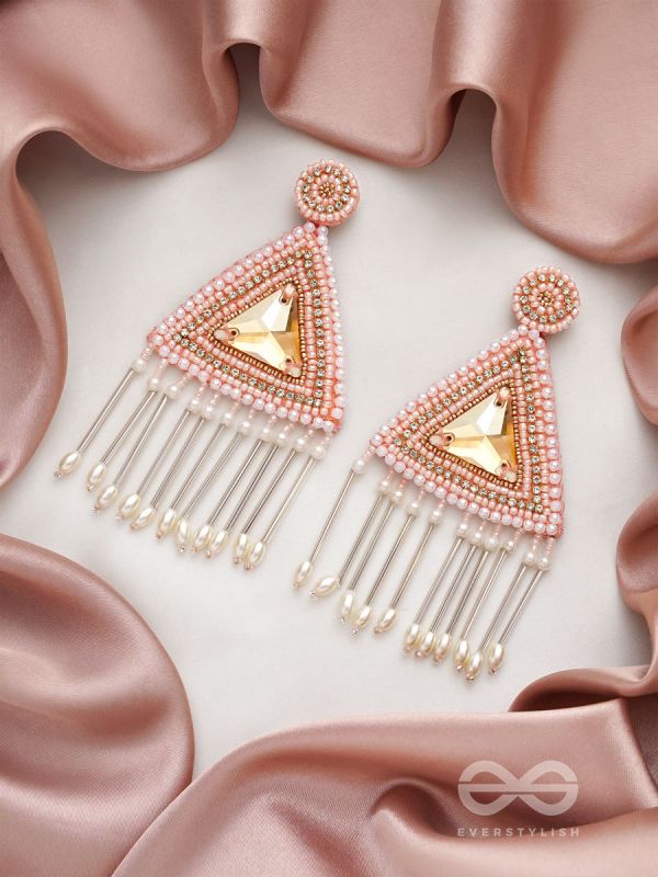 Akshkarna- The Exquisite Triangle- Pearls and Stones Embroidered Earrings