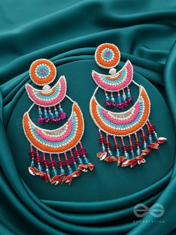 Tricit- The Three-Layered- Pearls and Sequins Embroidered Earrings