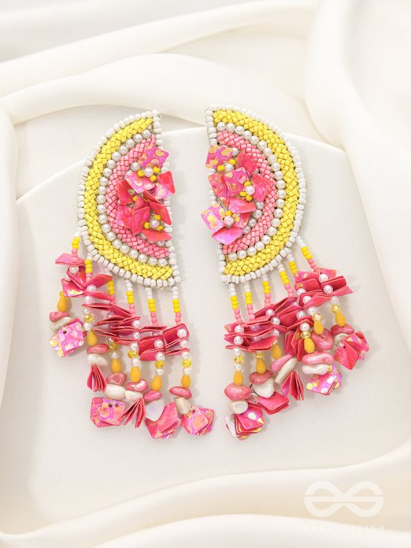 Utsmaya- The Blooming Garden- Pearls and Sequins Embroidered Earrings