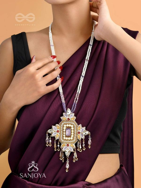 Samalya- The Decorated Diadem- Pearls, Stones and Beads Embroidered Neckpiece