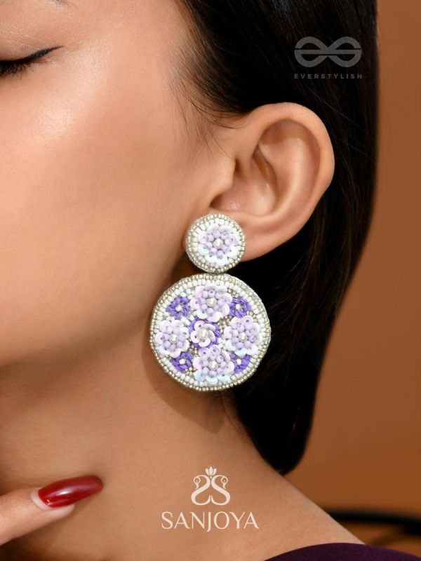 Nimrukti - The Purple Dusk - Beads And Sequins Hand Embroidered Earrings