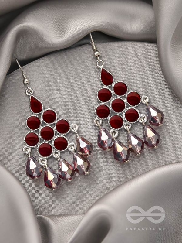 The Maroon Haze- Oxidised Glass Beads Earrings