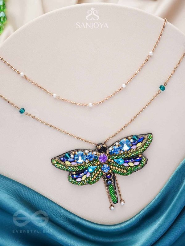 Chitrang- The Colorful Butterfly- Stones and Sequins Embroidered Necklace