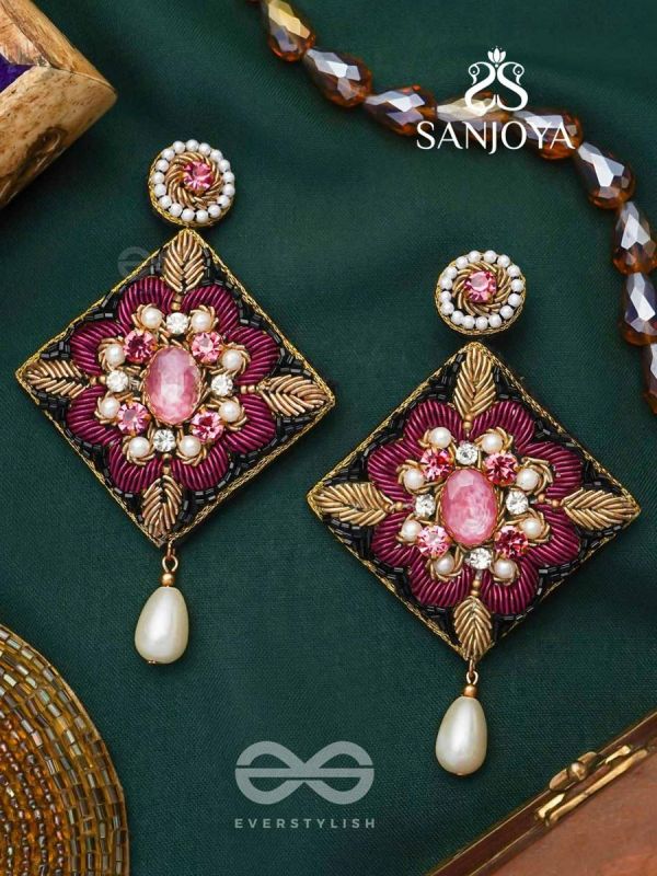 Kisalaya- The Delicate Bloom- Pearls and Stones Embroidered Earrings