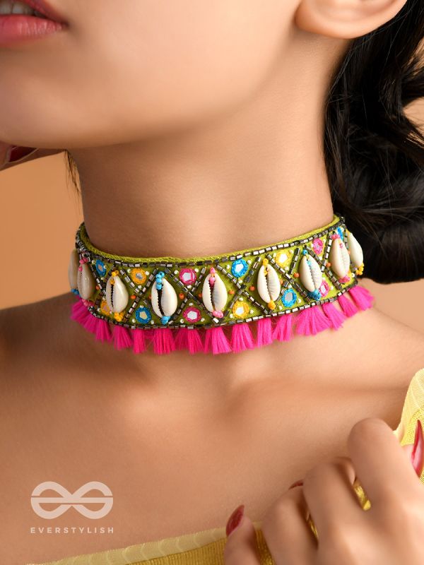 Dyotana- The Sparkling Colors- Resham and Mirror Embroidered Choker Necklace 