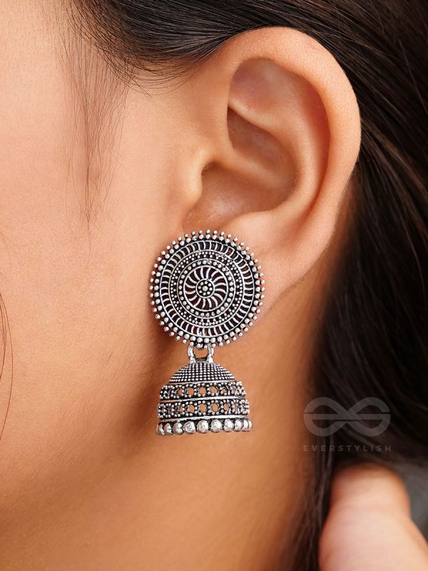 The Moon Beams- Oxidised Jhumka Earrings