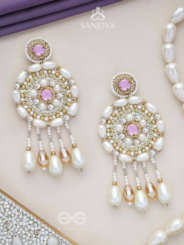 Valaaya- The Decorated Spheres- Pearl and Stone Embroidered Earrings