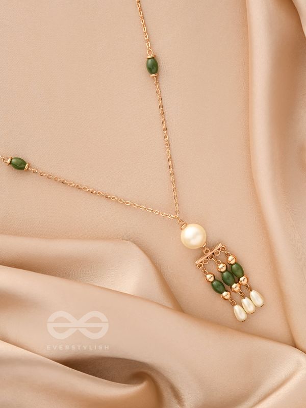 Jade N Ivory- Golden Embellished Necklace With Anti-Tarnish Coating 