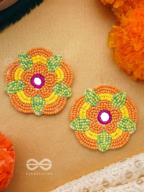 Maneeka- The Beautiful Bloom- Mirror and Resham Embroidered Earrings