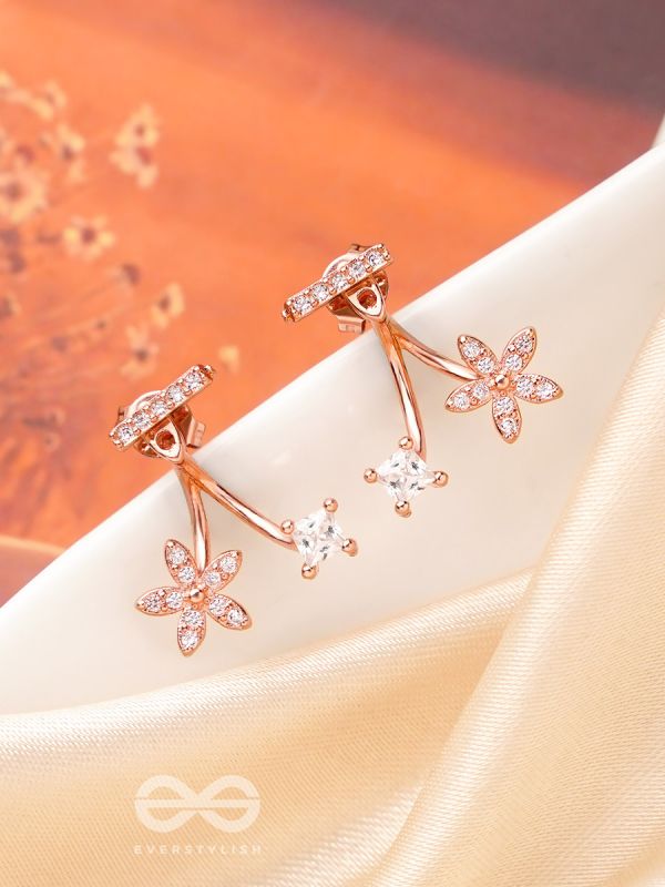 The Blossoming Vine- Golden Stud CZ Ear-Jackets