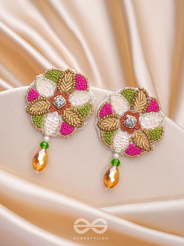 Vaarksha- The Colorful Forest- Resham, Sequins and Beads Embroidered Earrings