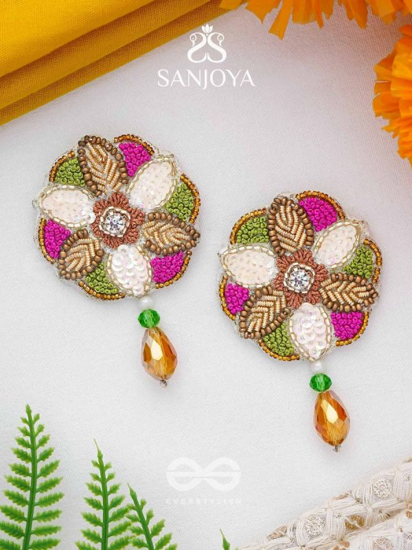 Vaarksha- The Colorful Forest- Resham, Sequins and Beads Embroidered Earrings